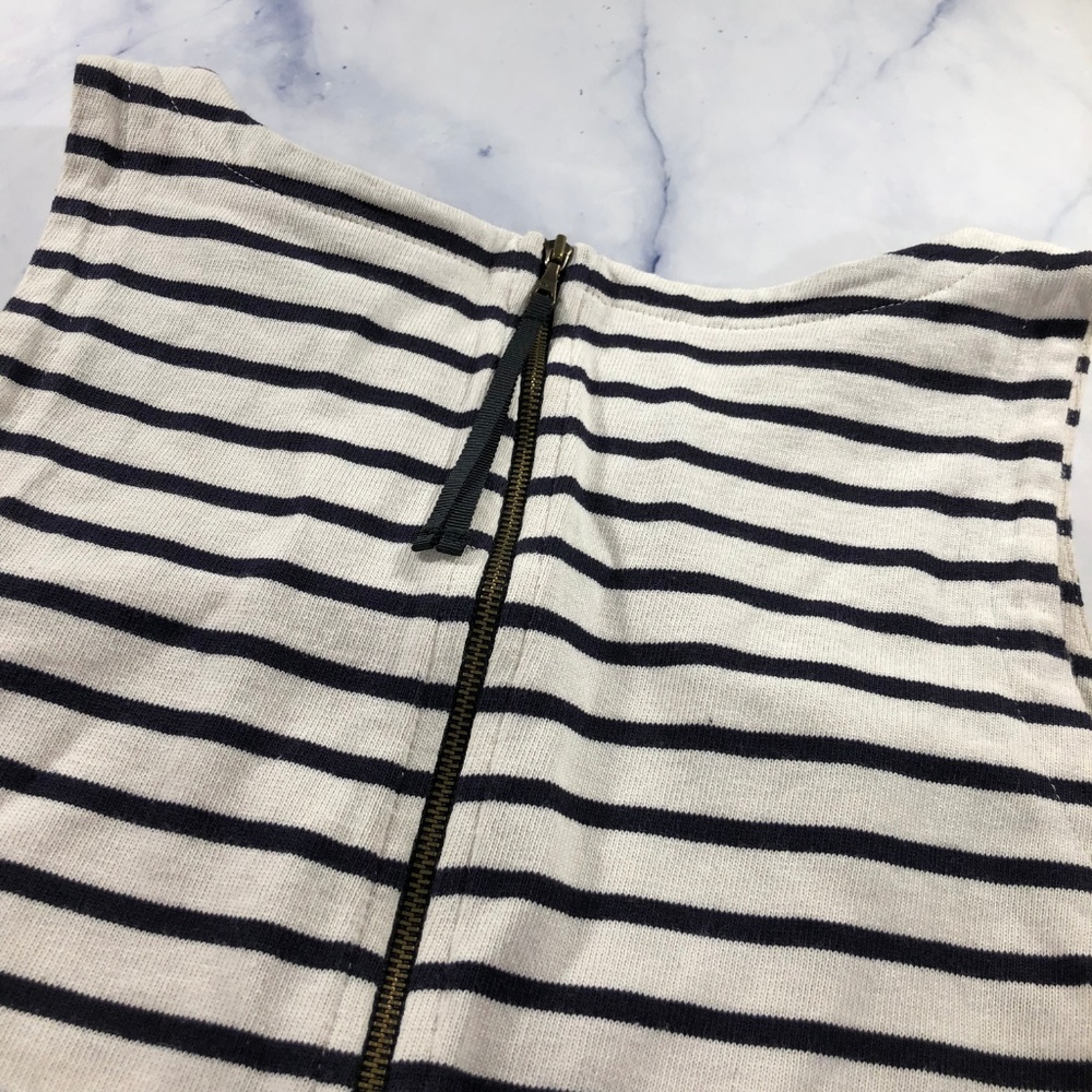 LOFT Black & Cream Drop Waist Knit Stripe Dress - Picture 4 of 8
